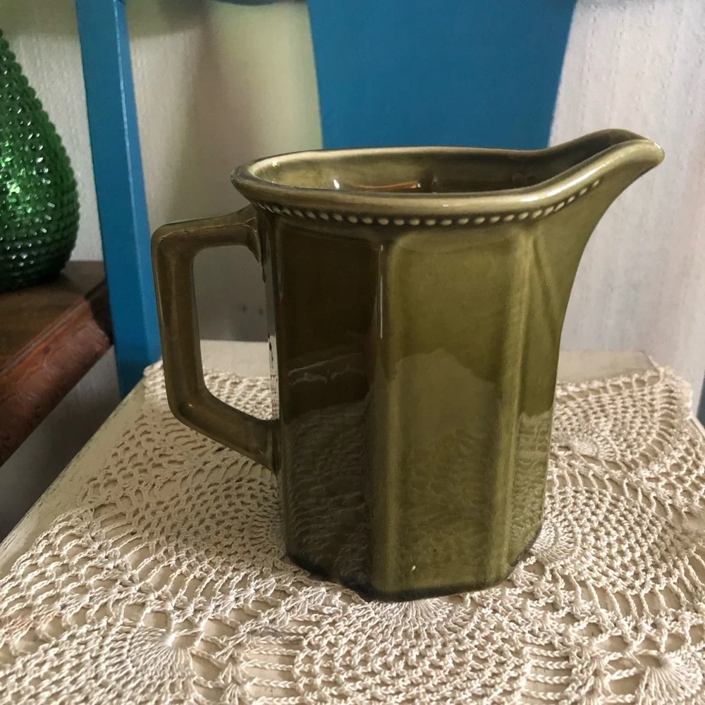 Vintage Green Ceramic Pitcher